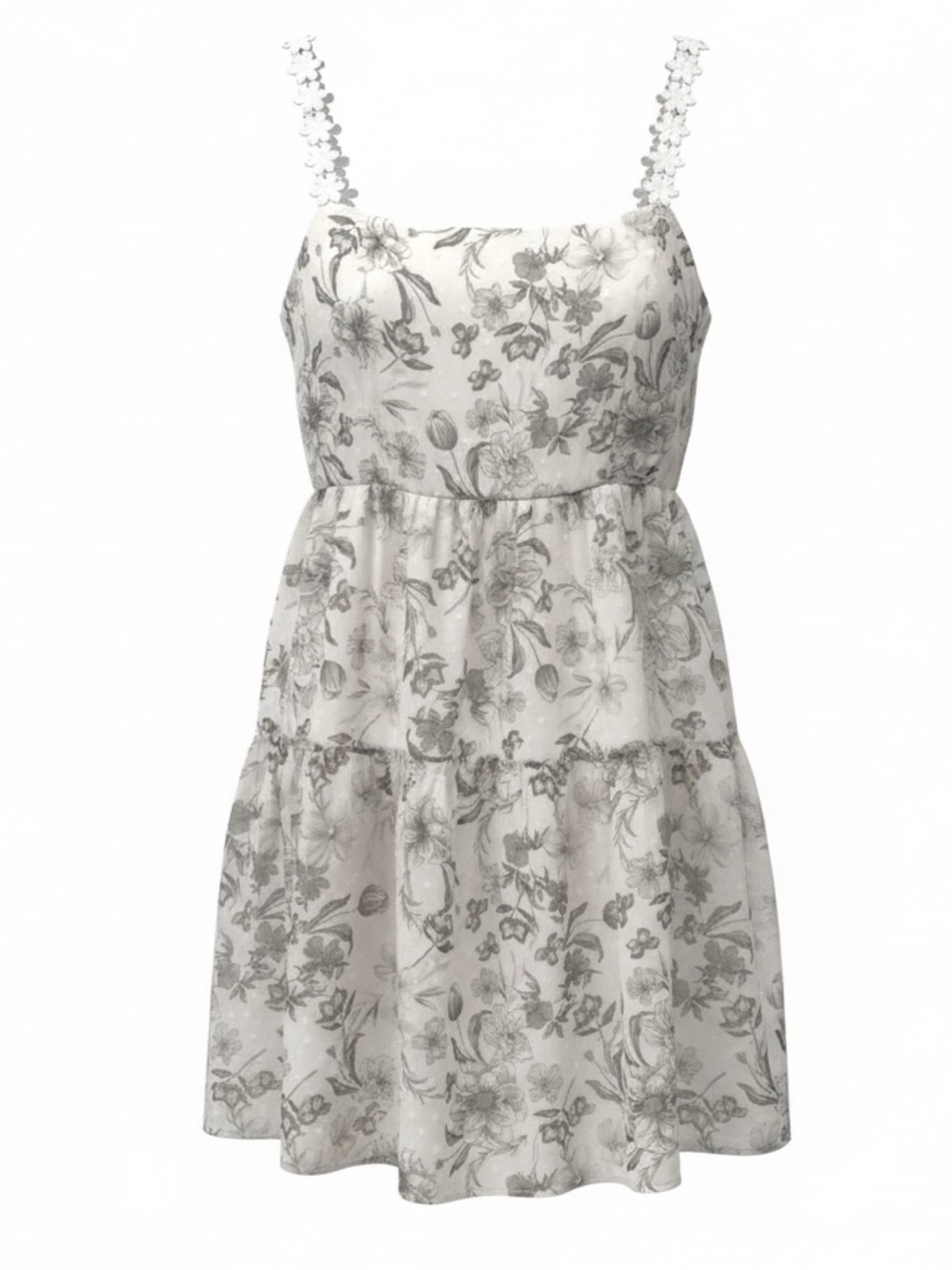 House of Thread sage green/cream floral babydoll dress, large